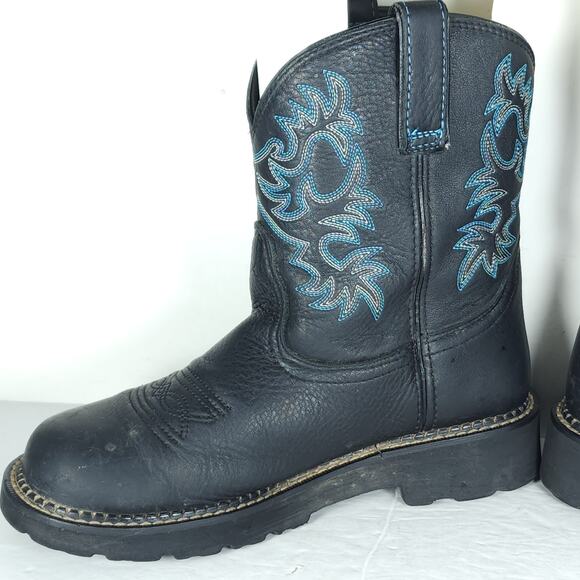 ARIAT Women's Fatbaby US8,5B Black Leather Embroidered Cowgirl Western Boots - Picture 6 of 16